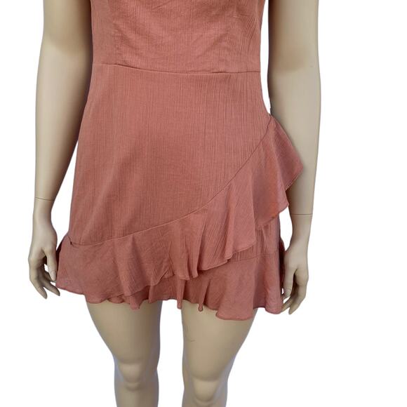 New B. Smart Women Cinnamon Color Square Neck Ruffle Mini Dress Size 15 - Picture 4 of 8